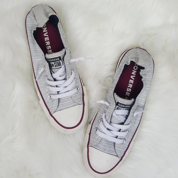 Blue and White striped Converse Low Tops - Picture 7 of 9